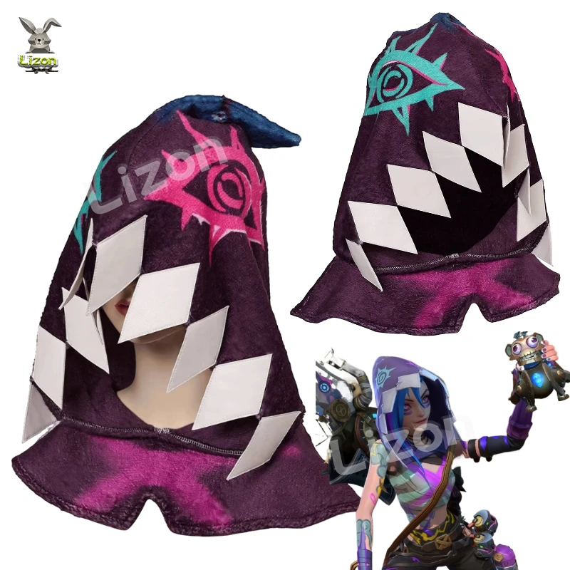 

Jinx Arcane, наряд для косплея, аниме-игра LoL, фиолетовая шляпа, аксессуары, наряды для вечеринки на Хэллоуин, костюм для ролевых игр для женщин