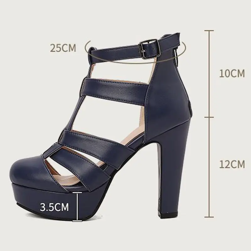 

ORCHA LISA 2026 New Fashion Women's Sandals Round Toe 12cm High Heel 3.5cm Platform Zipper T Strap Big Size 48 50 Party Style