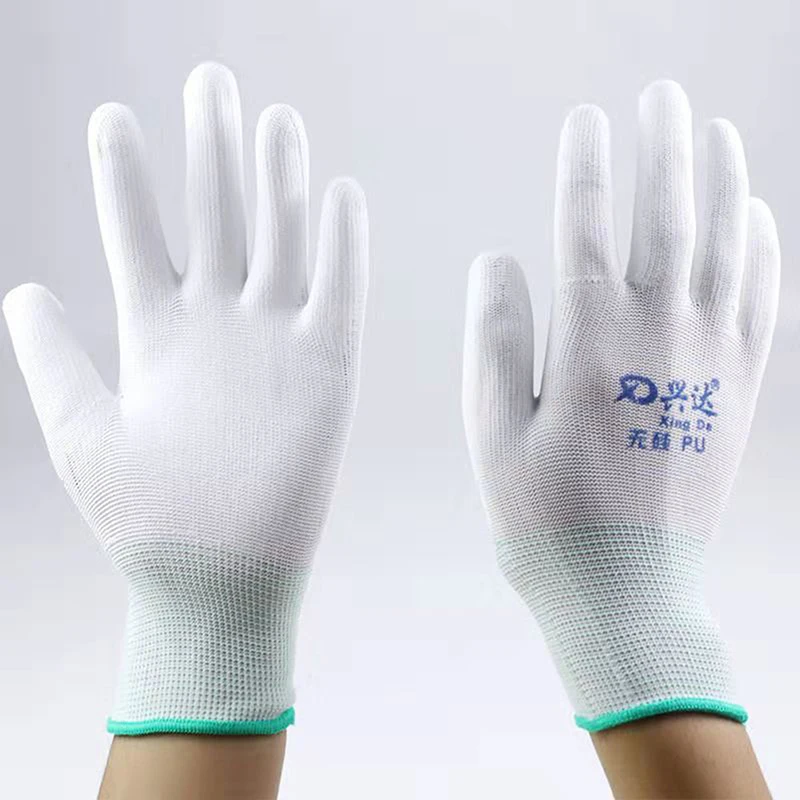 Guantes de trabajo antiestáticos ESD, guantes de trabajo electrónicos recubiertos de pu, Palma recubierta, PC para protección de dedos, 1 par