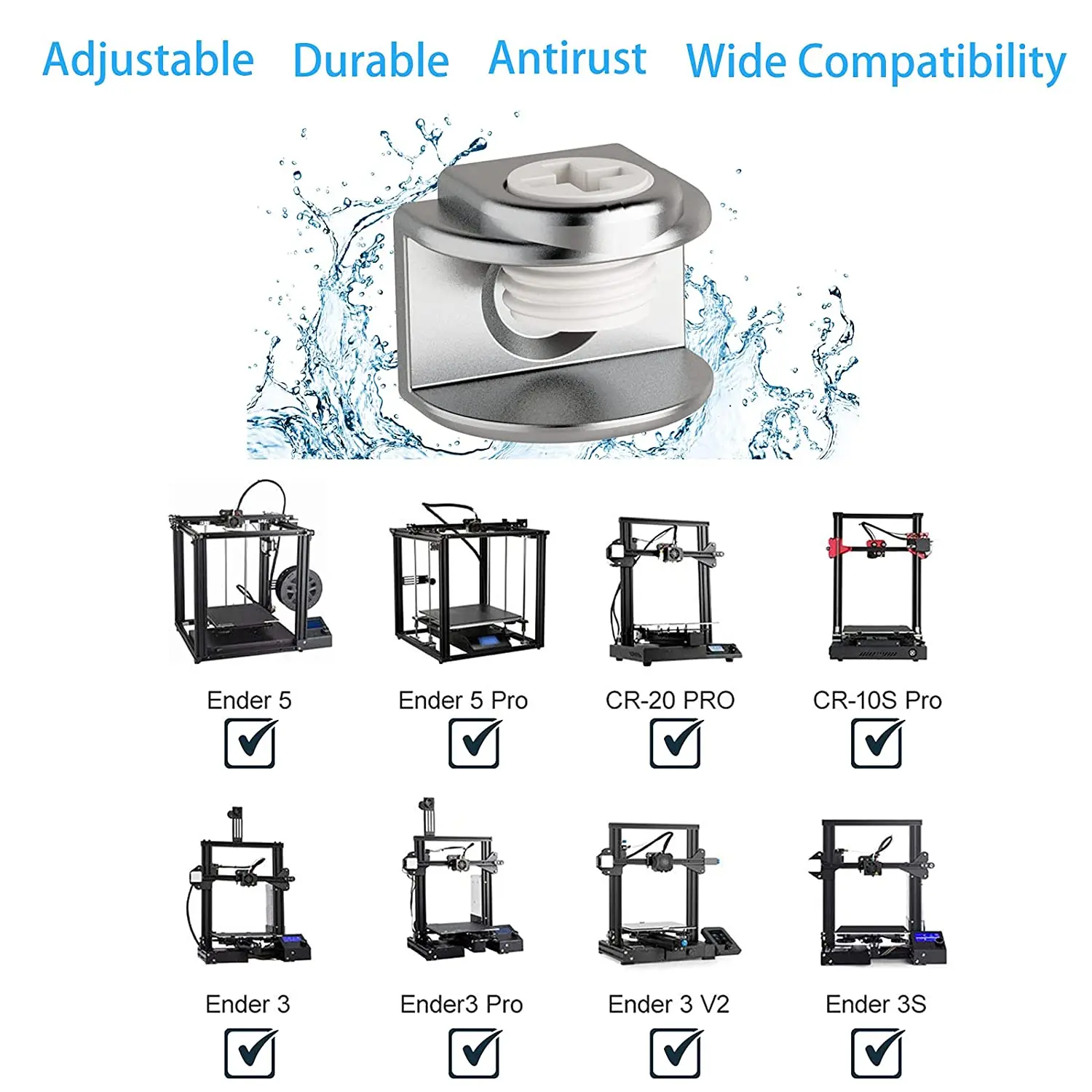 قابل للتعديل الفولاذ المقاوم للصدأ المشبك ل أندر 3 برو ، مقاطع السرير الساخن ، ملحقات طابعة ثلاثية الأبعاد ، V2 ، CR-20 ، CR-10S ، الزجاج ، 12 قطعة ، 4 قطعة