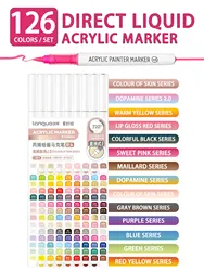 Languo 45/54/63/81/117/126 Colors Soft Brush Acrylic Marker Pen Set,DIY Hand Drawn,Student Graffiti Paint Art Acrylic Paint Pens