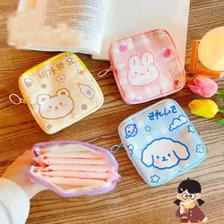 (2pcs)INS Wind Cartoon Sanitary Cotton Bag Portable Large Capacity Aunt Napkin Storage Bag Cute Animal Storage Bag