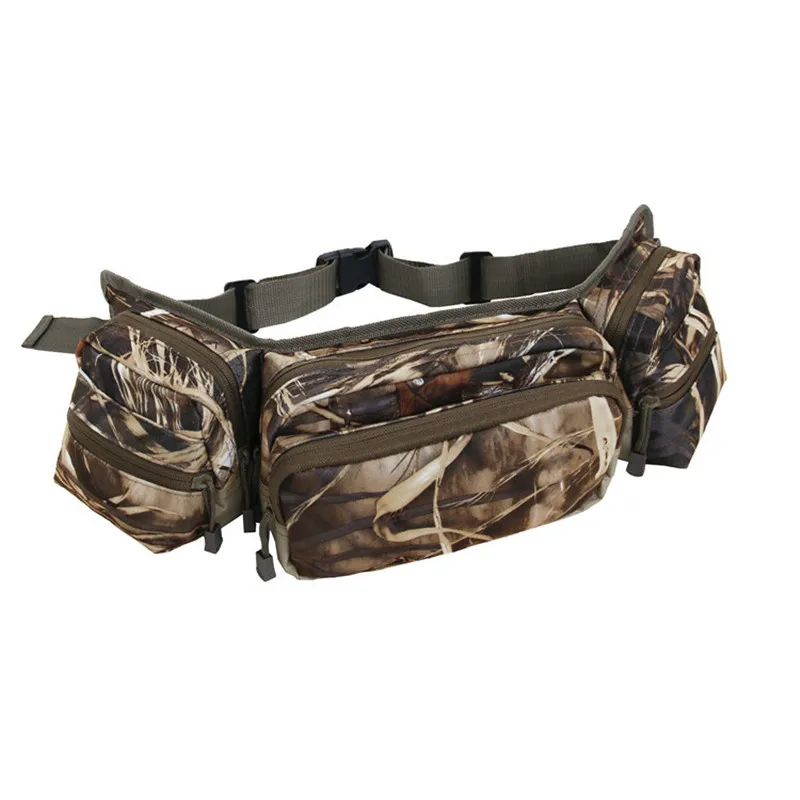 Professional Reed Bionic Camouflage Hunting Fishing Front Waist Pack Quality Breathable Flannel  Waist Bag