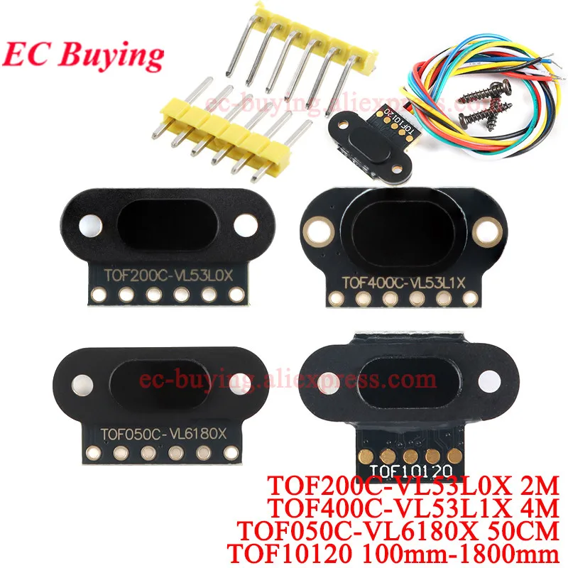 5Pcs/1pc VL6180/VL53L0X/VL53L1X TOF10120 Time of Flight ToF Laser Ranging Sensor TOF050F TOF050C TOF200C TOF400C 50CM/2M/4M IIC