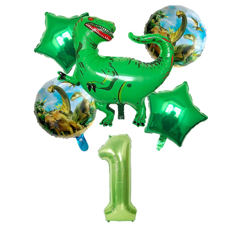 6 teile/los grüne Tyranno saurus folie Luftballons Junge Dinosaurier Ballon mit Nummer Bälle Jurassic Welt Geburtstags feier Dekorationen Kinder