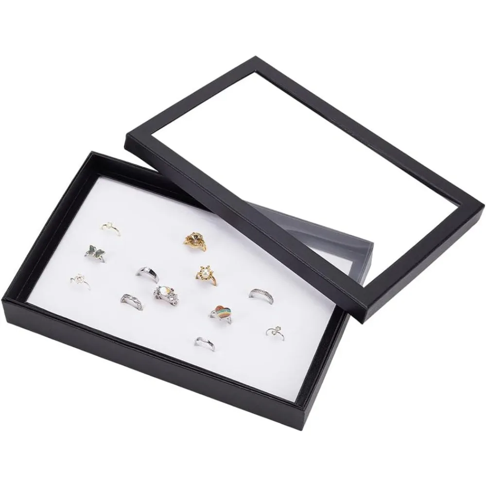 100 Slots Jewelry Ring Display Case, Ring Holder Organizer Riing Storage Box with Clear Lid for Ring Earring Studs Jewelry