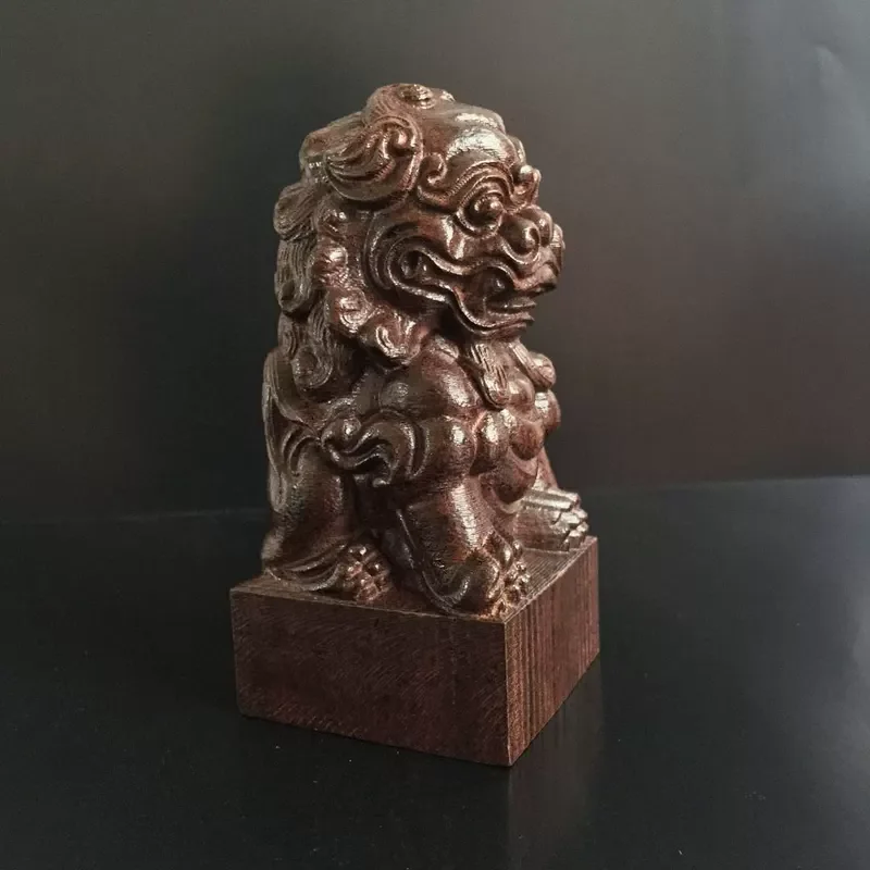 Hand-Cast Premium Metal Lion Seal Statue - 5.5
