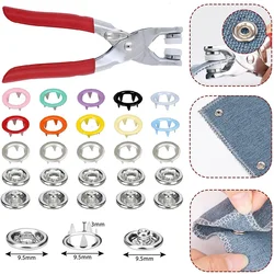 50/100Sets Metal Snaps Buttons with Fastener Pliers Press Tool Colored Claw Button Punch Eyelet Kit for DIY Craft Clothes Sewing