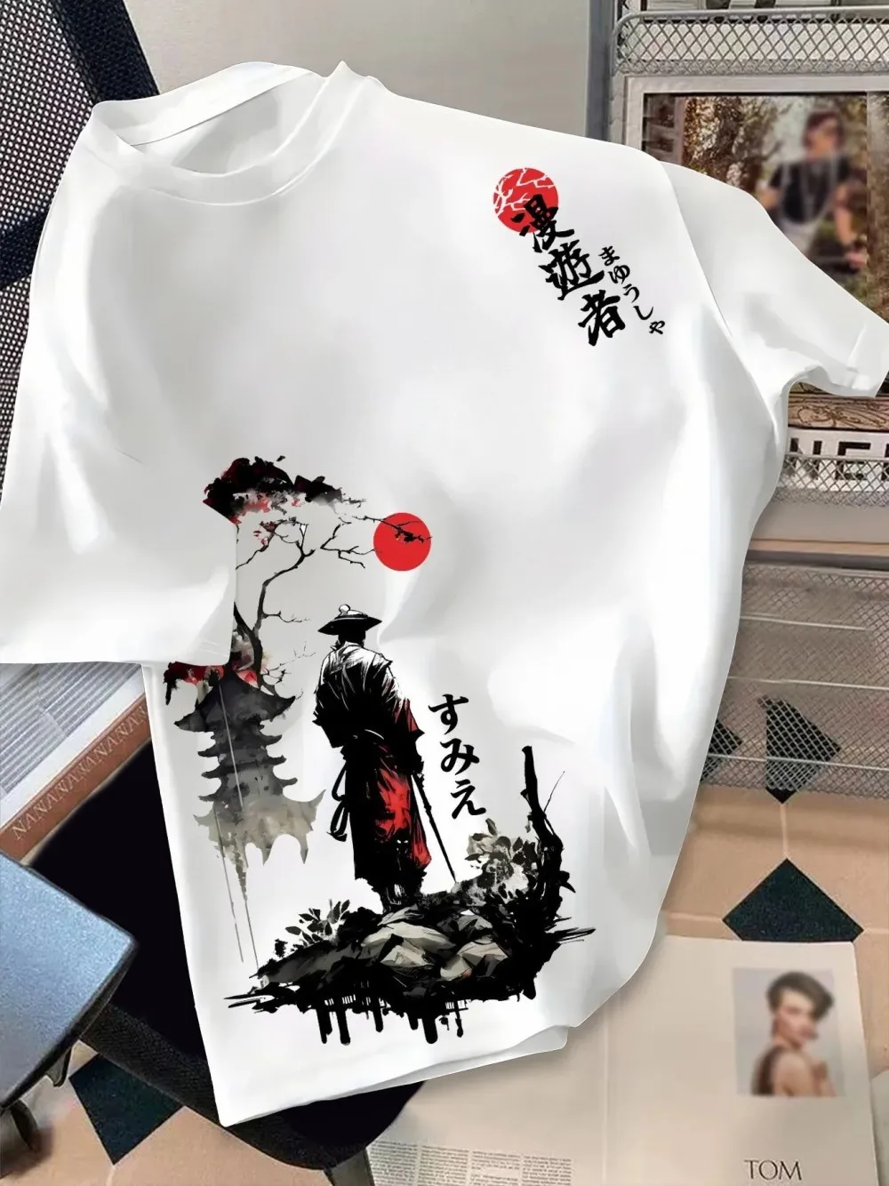 European and American men's summer wandering swordsman print comfortable and breathable round neck T-shirt outdoor street top