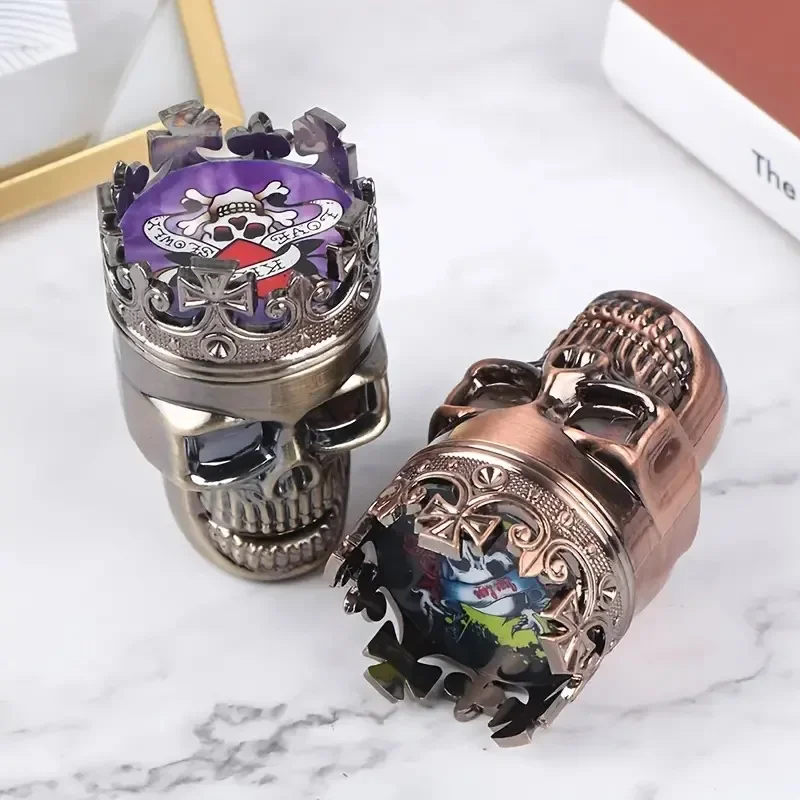 

1PC hot 3 Layers Classic King Skull Plastics Tobacco Herb Spice Grinder Crusher Hand Muller Smoke Grinders Smoking Accessories