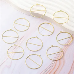 10pcs Handmade Round Pendant Charms Golden Color Hollow Pendants Necklace Earrings Connectors Diy Jewelry Making Findings