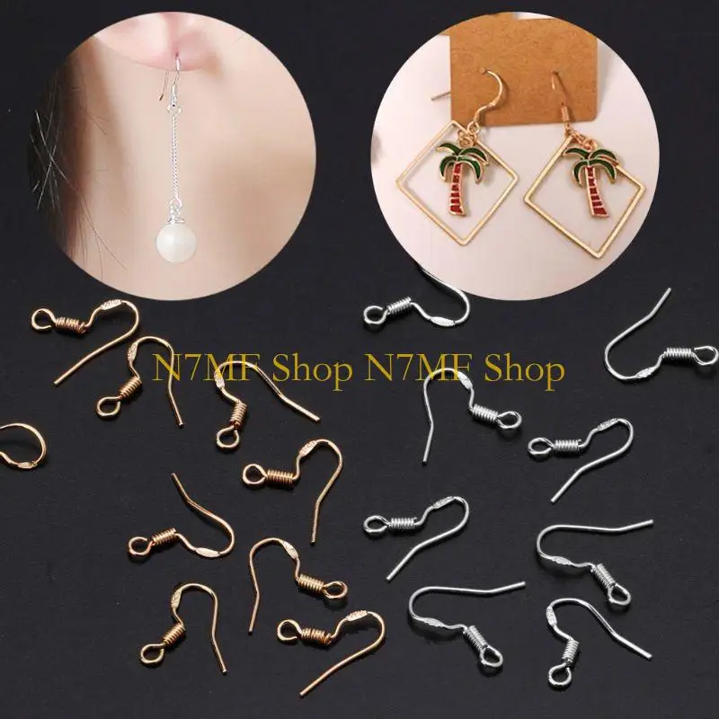 

N7MF 10pieces золотые серебряные ушные серьги изготовление расходных материалов набор гипоаллергенная серьга рыба