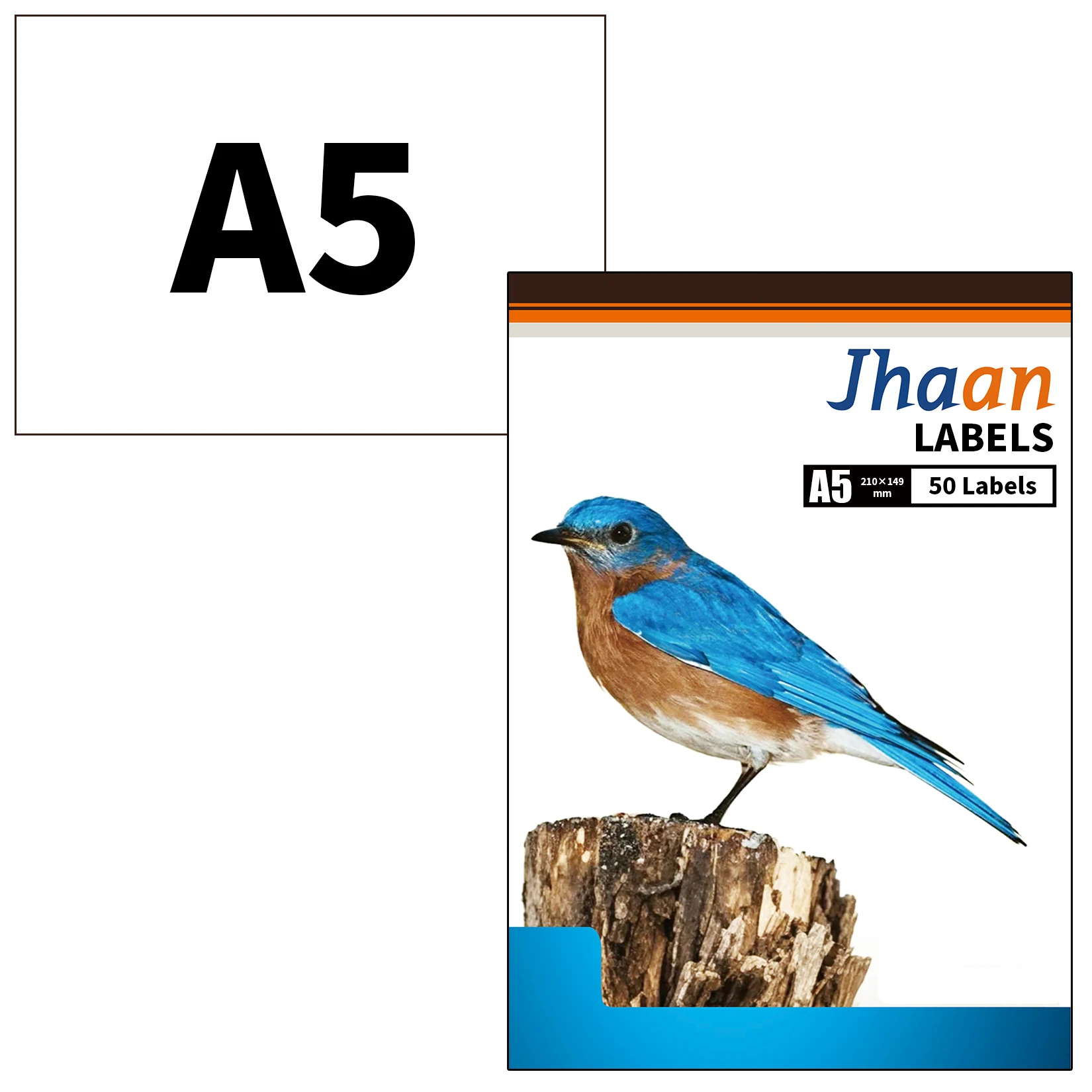 Jhaan 5 X A5 (210x149mm, 50 Etiketten) Kompatible Etiketten, kompatibel mit allen Laserdruckern, Tintenstrahldruckern, Kopierern – Detail 1