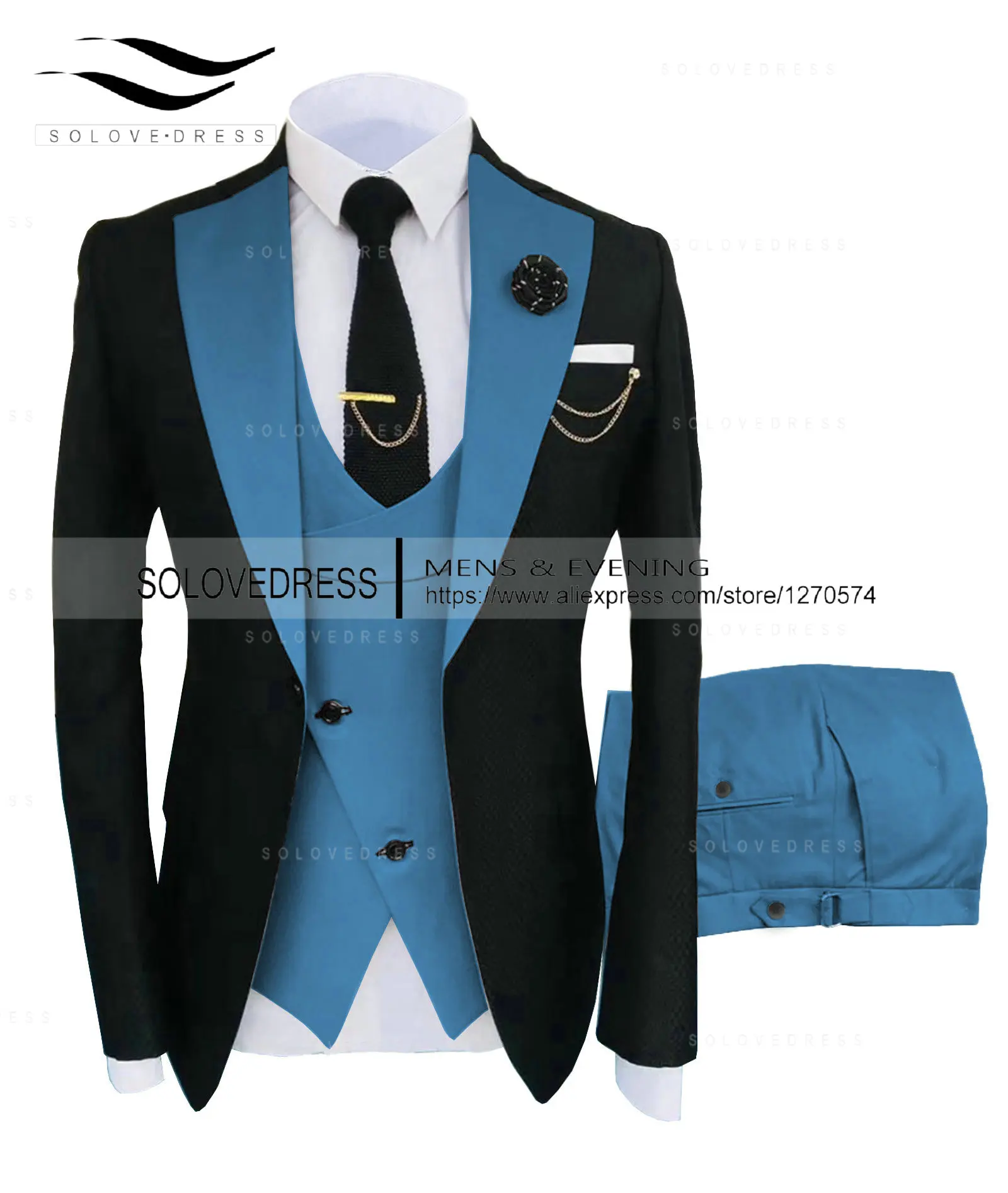 Wedding Suits Men Formal 3 Pieces Tuxedos Slim Fit Business Beige Suits Groom Champagne Tuxedos Suit (Blazer+Pants+Vest)