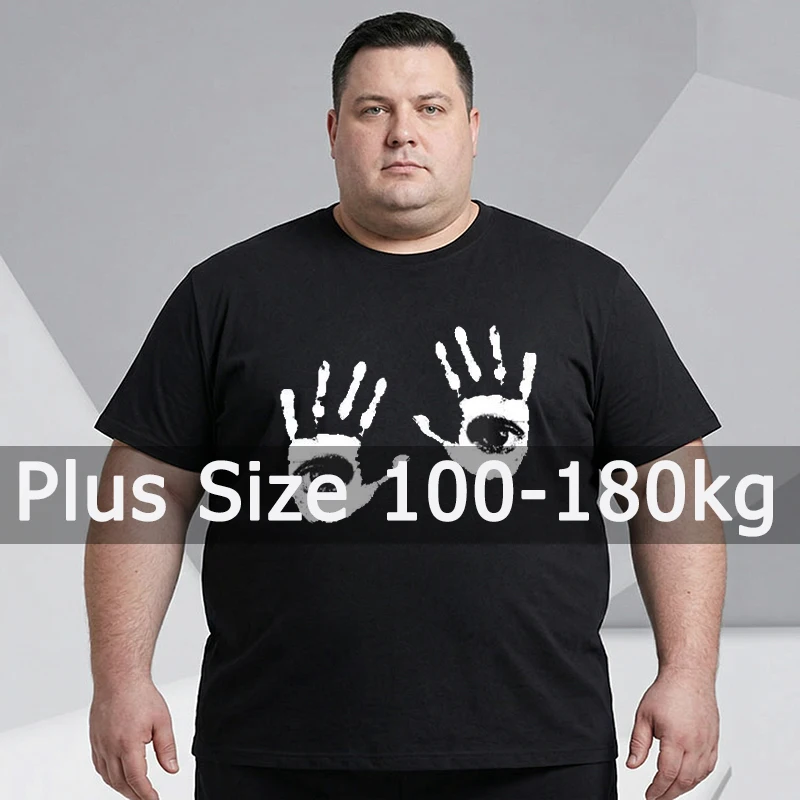Übergrößen Sommer Herren T-Shirt Schwarz Bedruckte T-Shirts 110-180kg 5XL 6XL 7XL Baumwolle Oversized Oberteile Große Größen Herrenbekleidung 플러스 크기 티셔츠