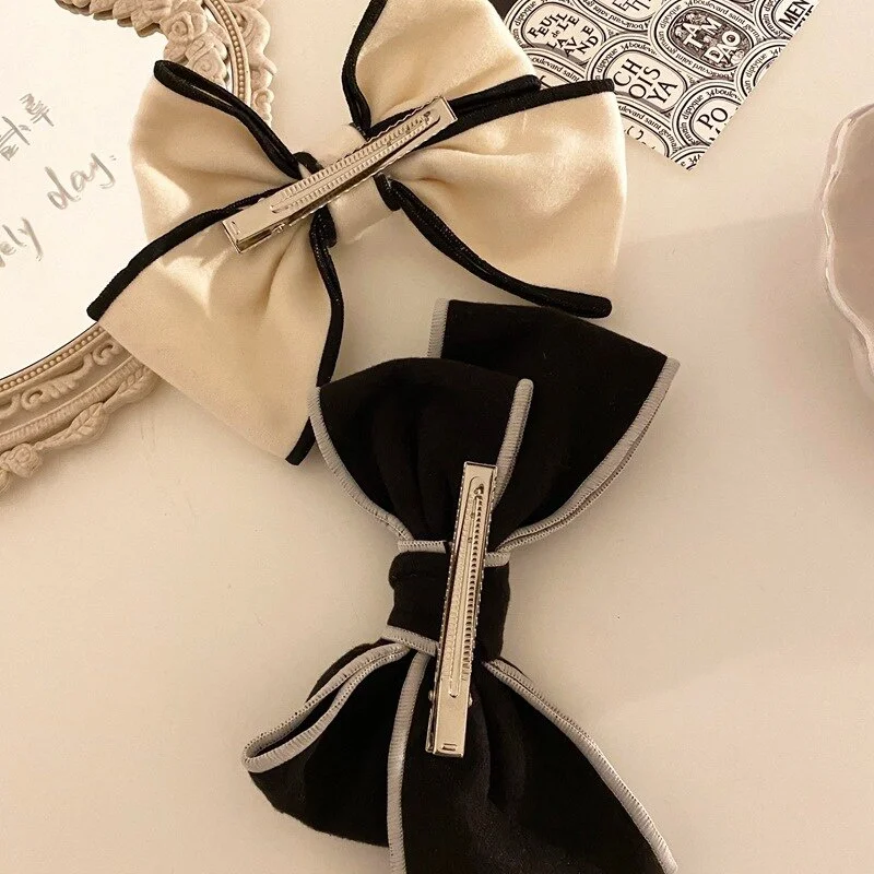 1 Pcs Women Imitation Cashmere Bowknot Hair Clip Elegant Top Head Barrettes Sweet Bow Ponytail Fixing Hair Accessory Hair Decor