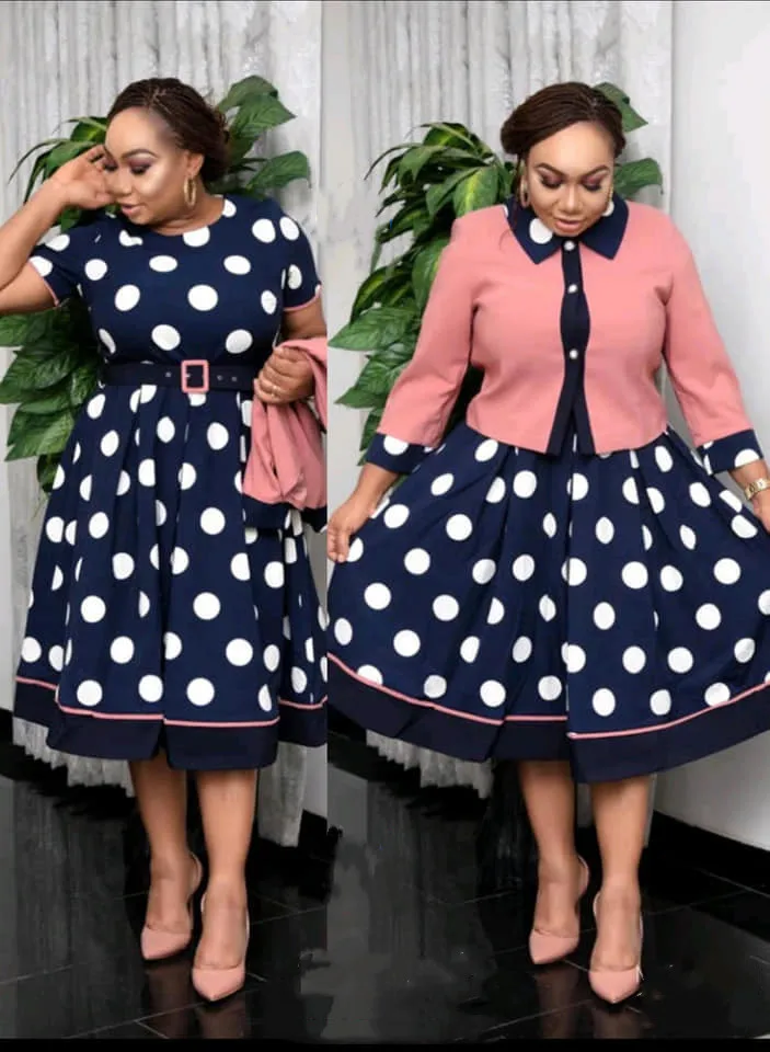 Two Piece Set Versatile Fashion Daily Style High Waist Autumn/Winter Fashion Wave Dot Print Set Dress Two Piece Set