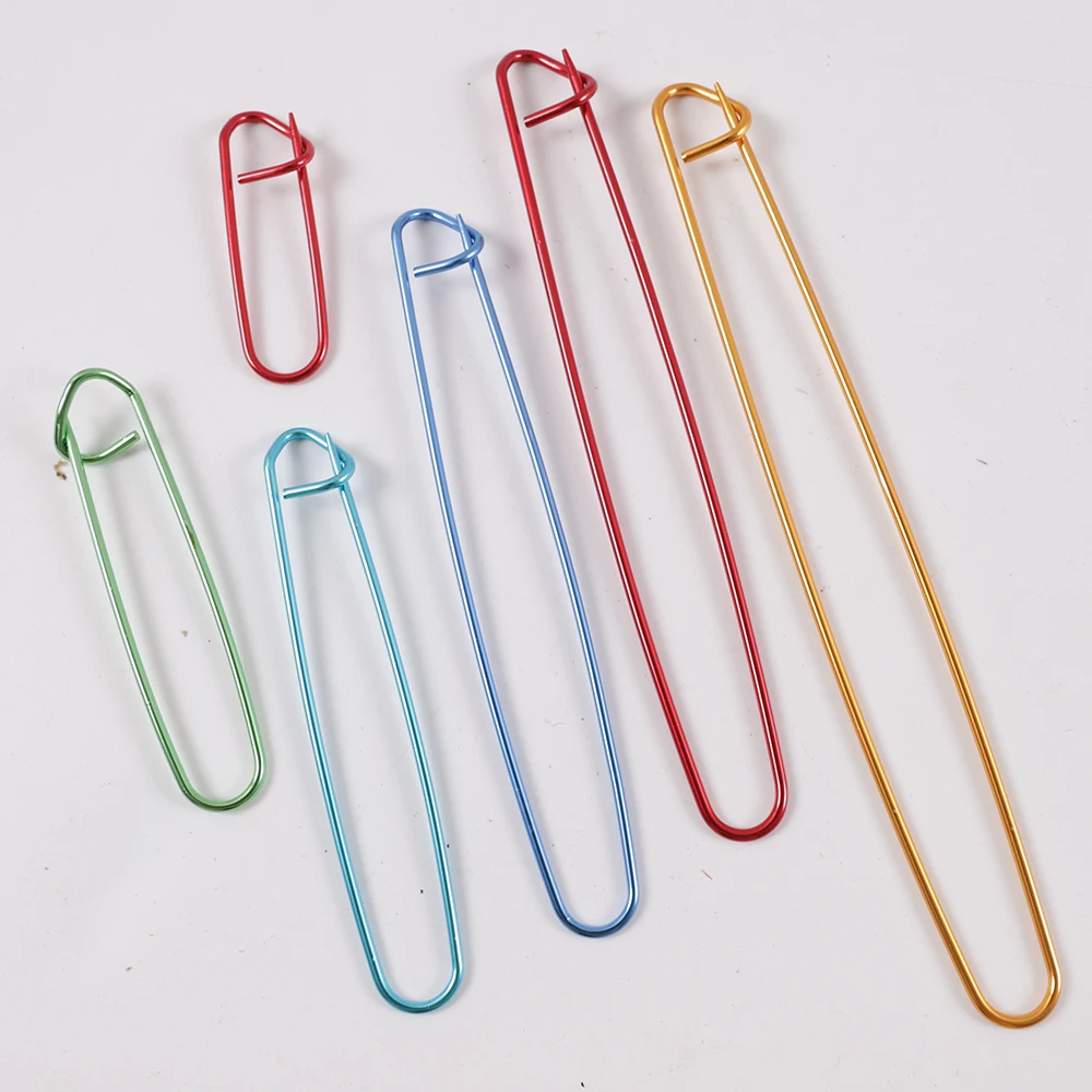 6pcs Mixed Color Aluminum Safety Pins Needle Pins Knitting Sweater Craft Stitch Locking Marker Knitting Crochet DIY Sewing Tools