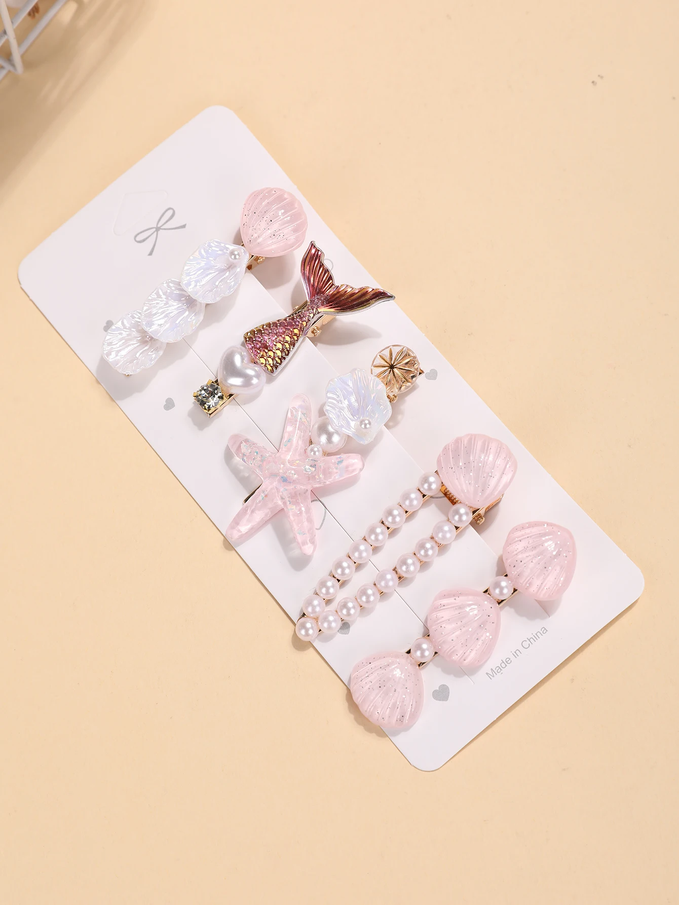 5-teiliges Set Blaue Haaraccessoires im Ozean-Stil - Meerjungfrauenschwanz, Muschel, Seestern und Perlen-Haarspangen - Niedliche Teenager-Seitenknoten-Accessoires – Detail 16
