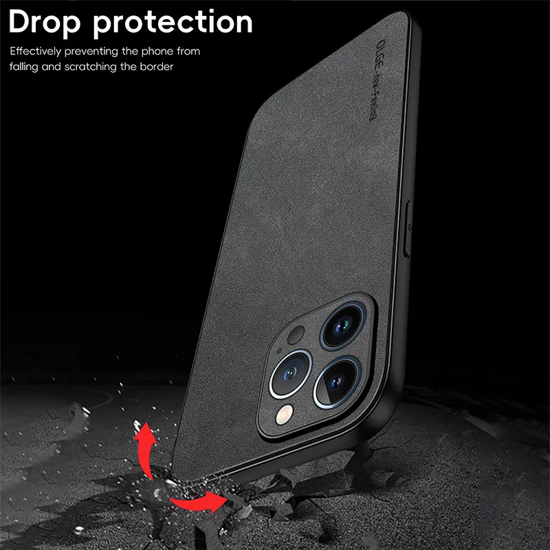 Luxury Leather Phone Case for iPhone 15 14 13 12 11 X XS XR Pro Max Plus Protection Shockproof Cover