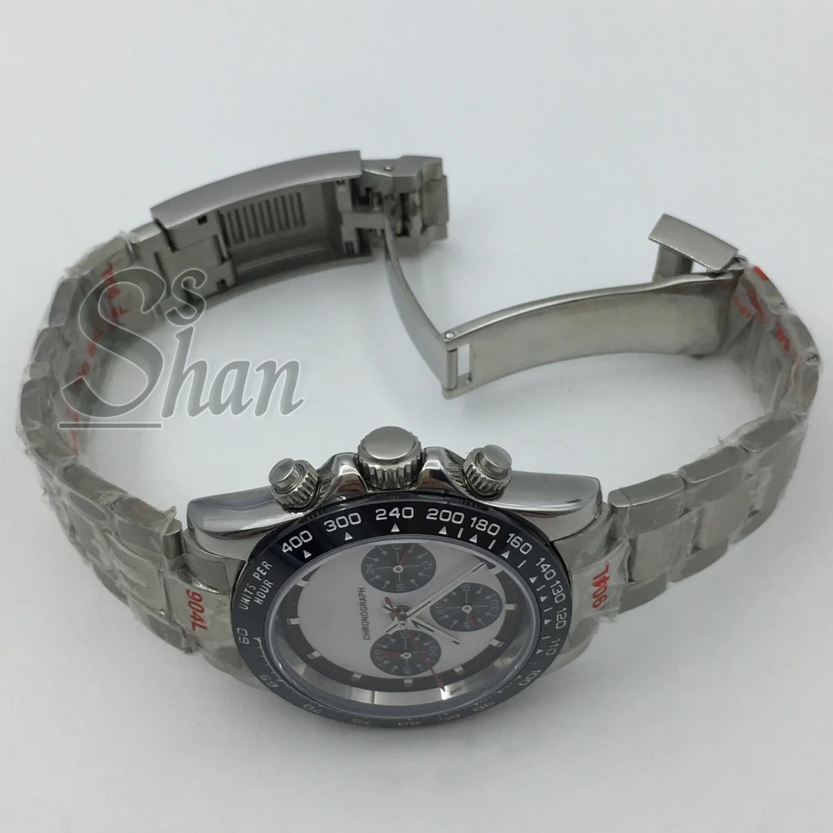 Jam Tangan Chronograph Pria Kuarsa 39Mm Kristal Safir VK63 Gerakan Tali Baja Tahan Karat Bezel Hitam Abu-abu dengan Pemolesan Tengah