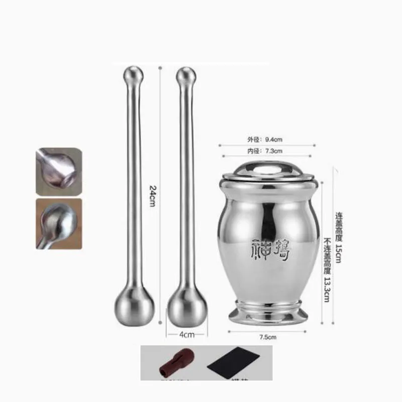 Advanced Heavy Duty 304 Stainless Steel Mortar, Pestle Kit - 500ml Capacity (including flat and round pestle)