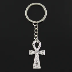 Keychain 39x21mm Egyptian Ankh Life Symbol Cross Pendants DIY Men Jewelry Car Key Chain Ring Holder Souvenir For Gift