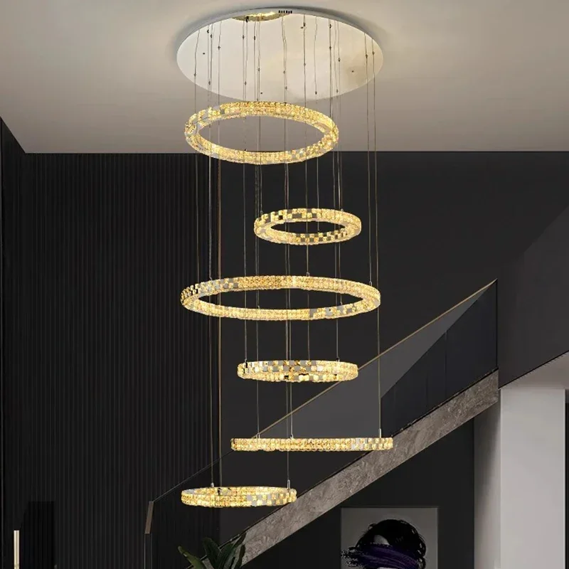 

Modern Home Decoration Crystal Chandelier, Stair Pendant Lamp, Living Room Pendant Lights, Interior Lighting