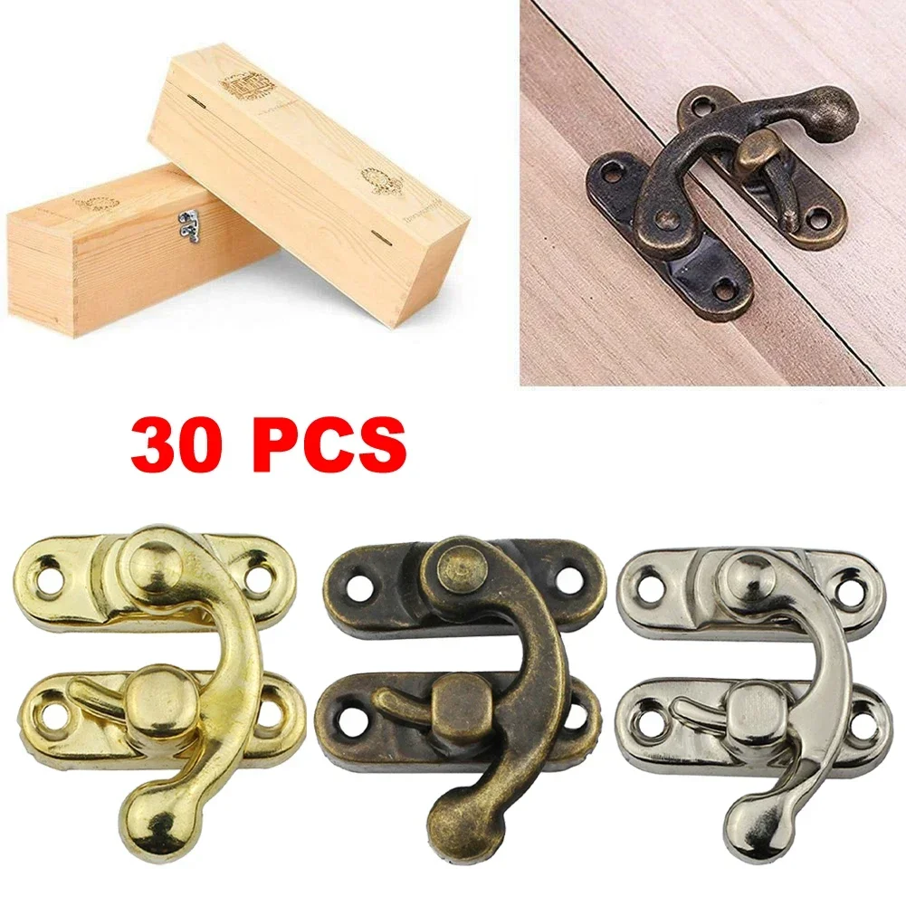 30Pcs Antique Bronze Box Hasps Iron Lock Catch Latches For Jewelry Chest Box Suitcase Buckle Clip Clasp  Wooden Box Hardware