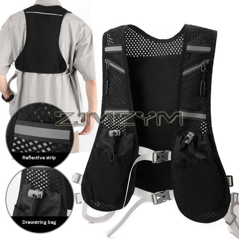 Reflective Running Vest Backpack Cycling Vest Back Packs Sports Phone Holder Bag For Running Bicycle