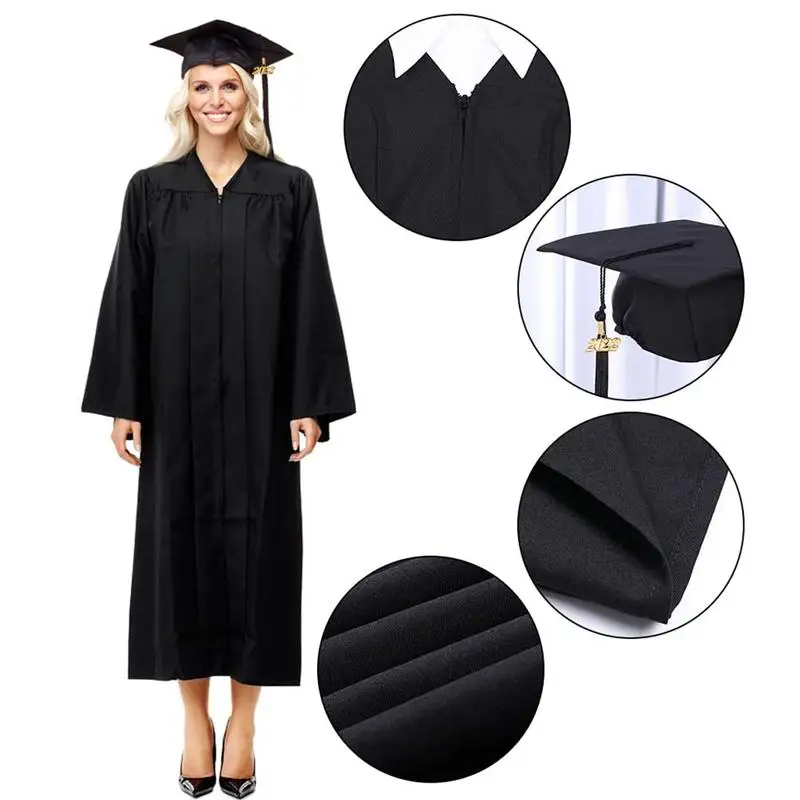 Unisex Cap And Gown For Graduation 2024 Graduation Cap And Gown With Tassel Bachelor Costume Set For Graduation Ceremony