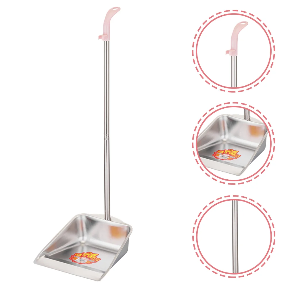 

Stainless Steel Trash Metal Dust Pan Grabber Dustpan with Long Handle Cleaning Supplies Sweeper Bracket Garbage