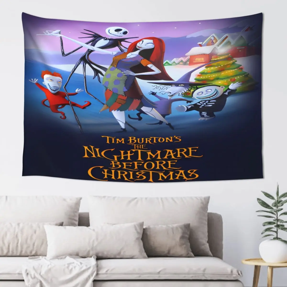 الكابوس قبل عيد الميلاد نسيج Kawaii خلفية القماش جدار الفن لتعليق التصميم الرجعية غرفة المعيشة ديكور غرفة نوم بطانية