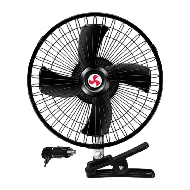 Front Cooling Fan with Adjustable Clip Base, Vehicle Outlet Power for Targeted Cabin Circulation on Warm Drives X37F