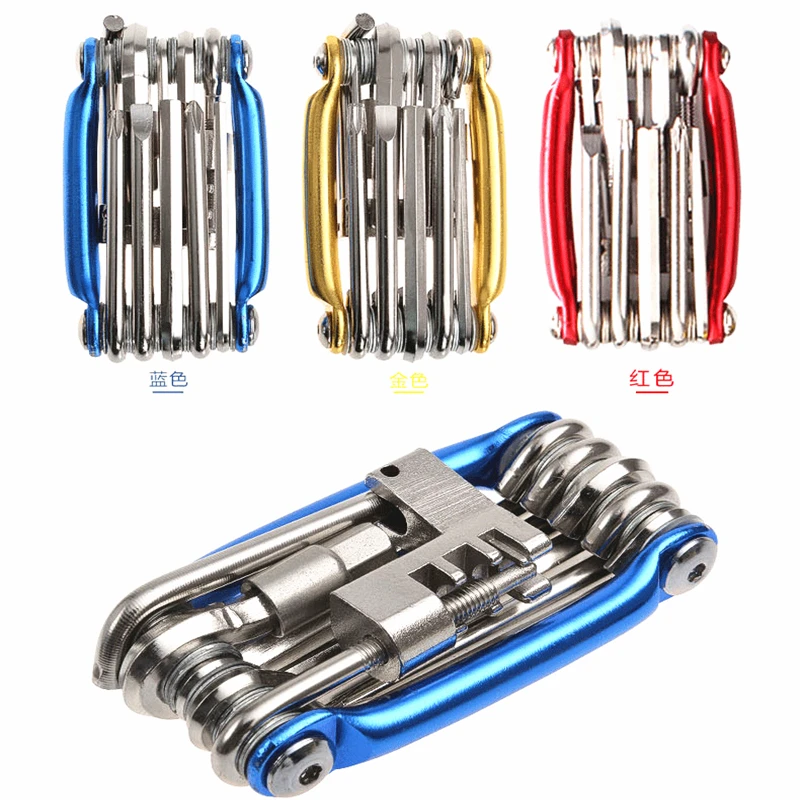 Q213 4 ألوان 11 في 1 متعددة الوظائف دراجة الطريق الجبلية أدوات الدراجة ملحقات الدراجة وجع سلسلة القاطع أداة إصلاح الدراجات
