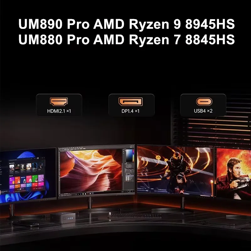 

MINISFORUM OCuLink Gaming Mini PC UM890 UM880 Pro AMD Ryzen 7 8845HS R9 8945HS 2*PCIE4 2*USB4 2*DDR5 Windows 11 Computer WiFi6E