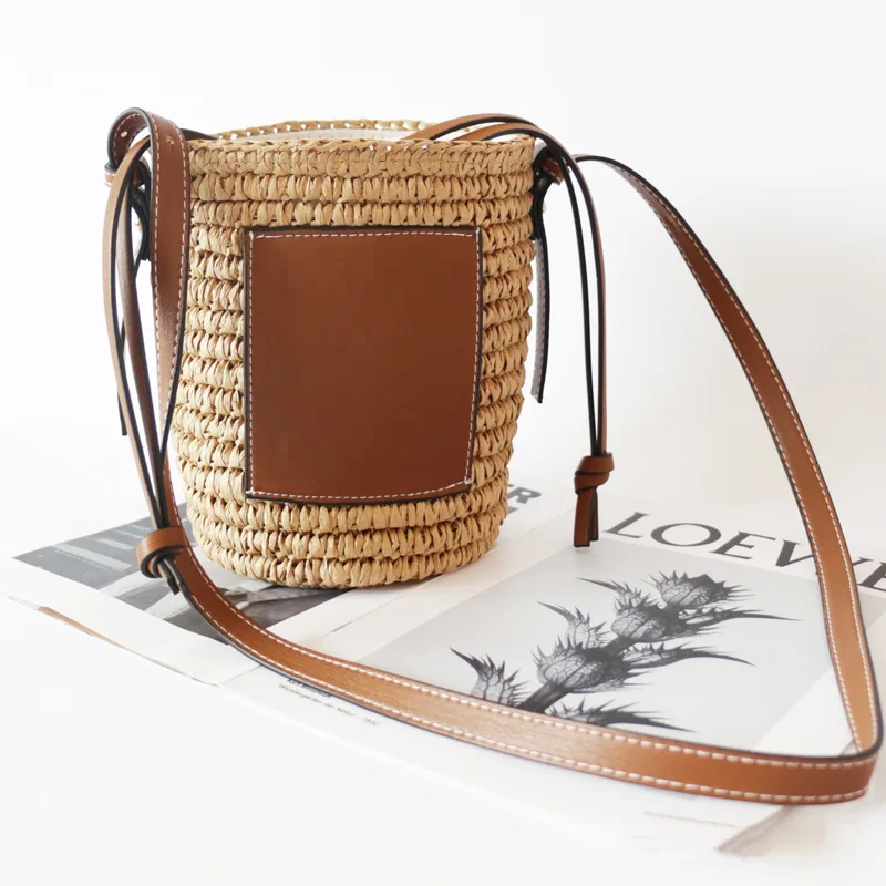 New Retro DIY Handmade Customized Bag Bucket Material Hand Stitching Handbag Soft Texture Woven Portable for Female Bag