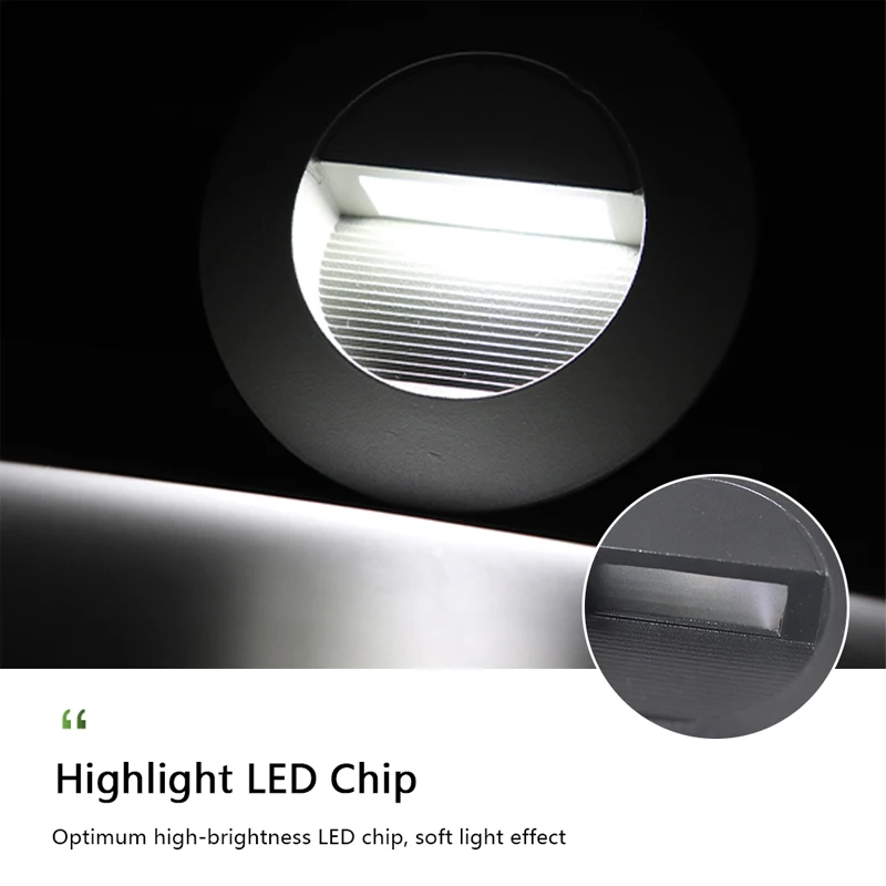 Luz Led empotrada para exteriores, lámpara redonda de pared, IP65 resistente al agua, iluminación nocturna para patio, escalera, balcón, 3W