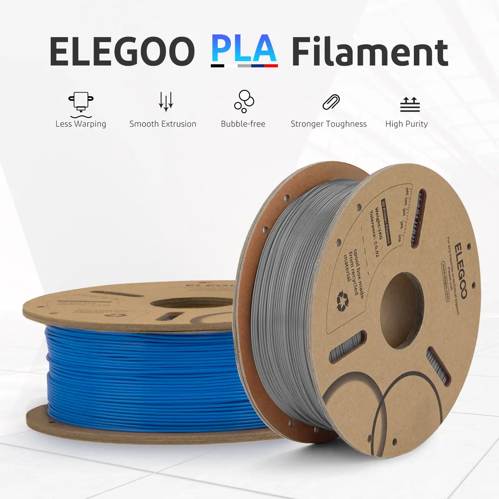 ELEGOO 1 кг 1,75 мм PLA-нить пластик 3D PLA для расходных материалов для 3D-принтера Материал для 3D-принтера NEPTUNE 3 PRO FDM