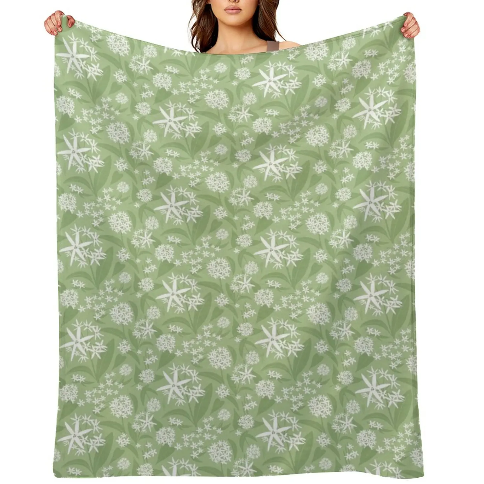 

wild garlic pattern Throw Blanket Picnic for winter Soft Plaid Warm Blankets