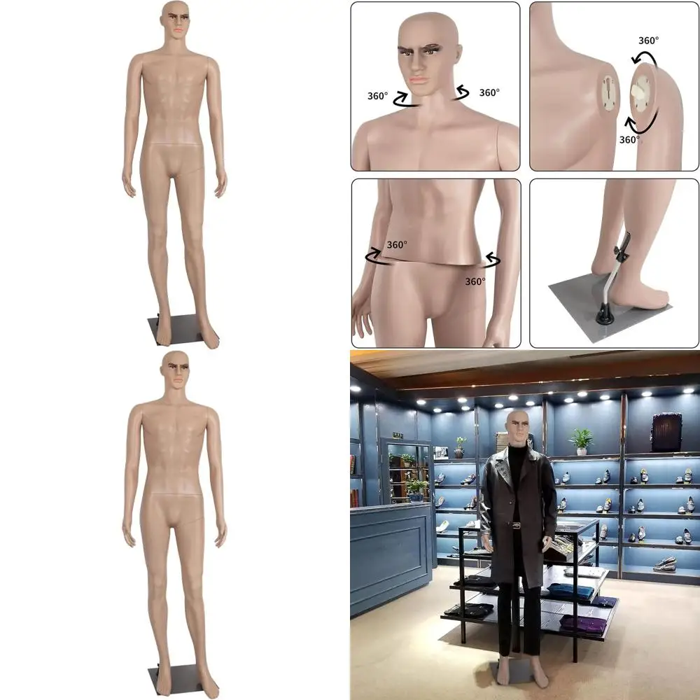

73 Adjustable Realistic Male Mannequin with Metal Base for Display Purposes