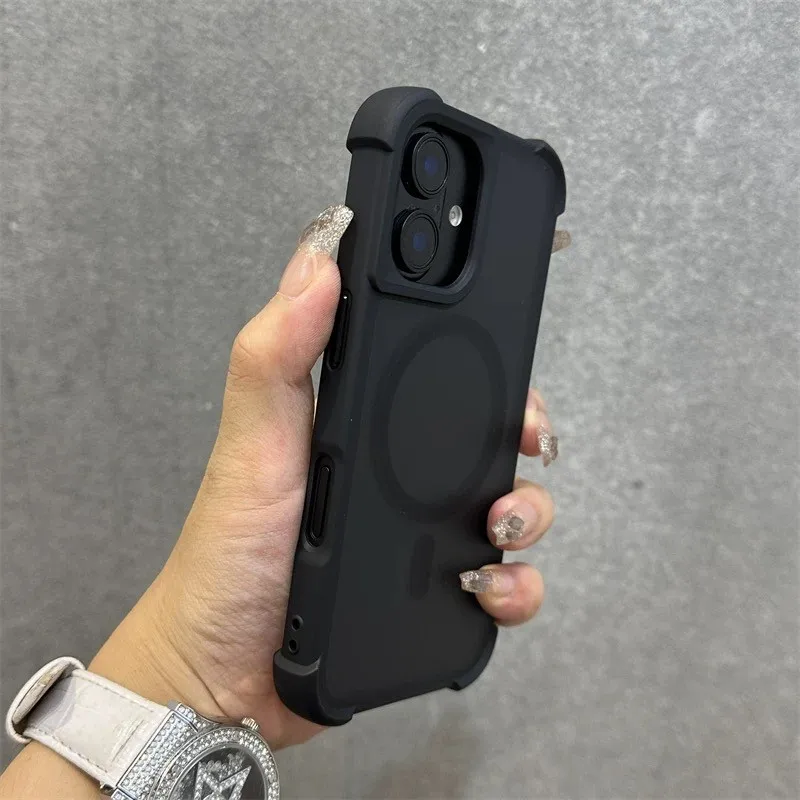

Matte transparent Hard Magnetic Wireless Charging Phone Casing For iPhone 16 11 12 13 14 15 Pro Max Plus Fall prevention