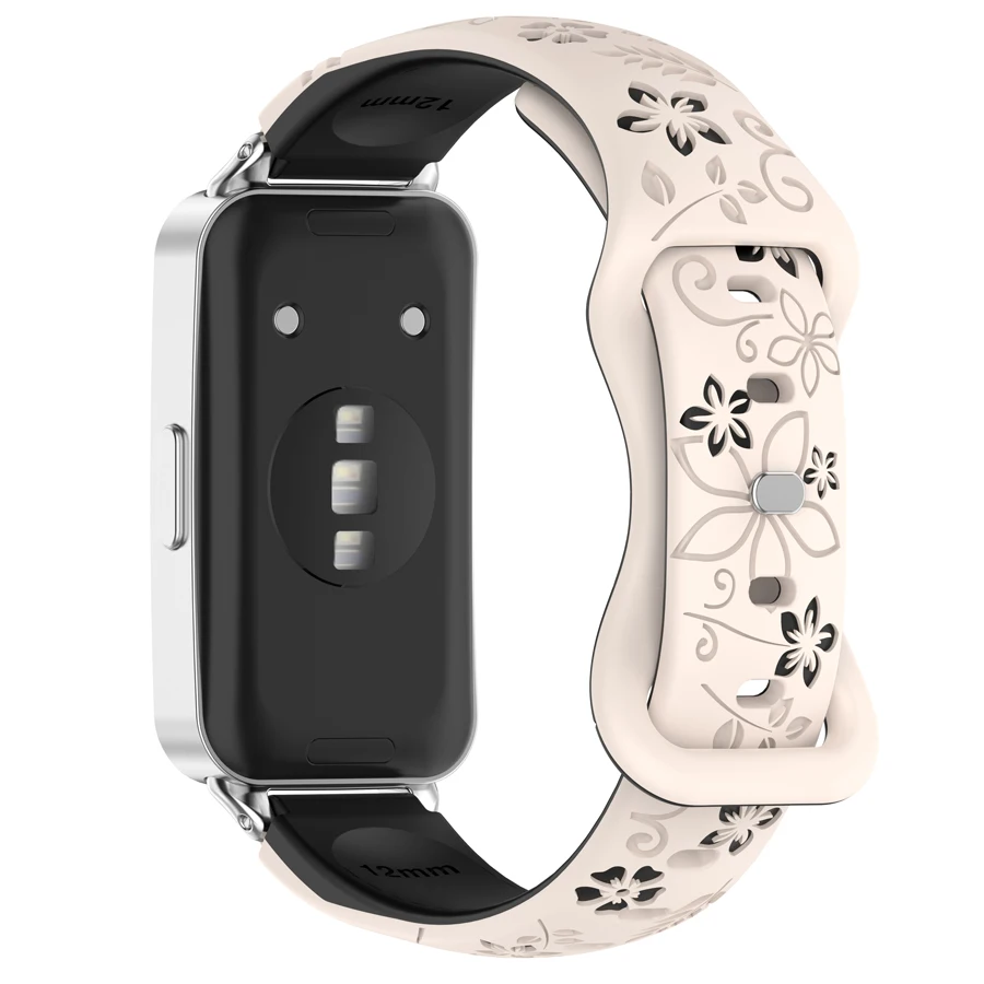 Siliconen Bandjes Voor Huawei Band 11 11Pro Smartwatch Accessoires Gegraveerde Bloemen Sport Armband Correa Voor Huawei Band 11 Pro