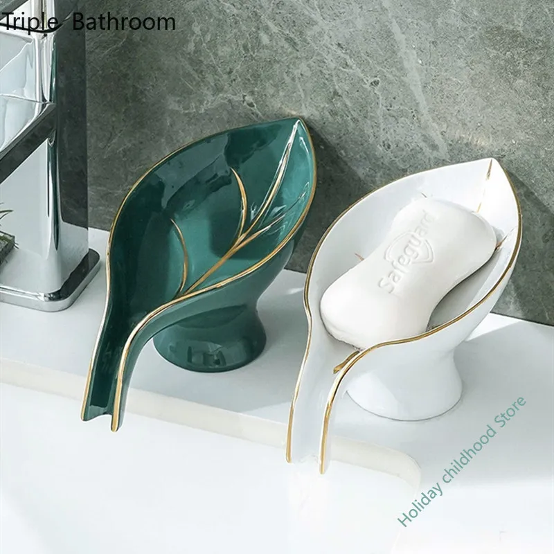 Ceramic Soap Dish Lightweight Luxury Drain Packaging Box Kitchen Storage Box Soap Cover Bathroom Shelf