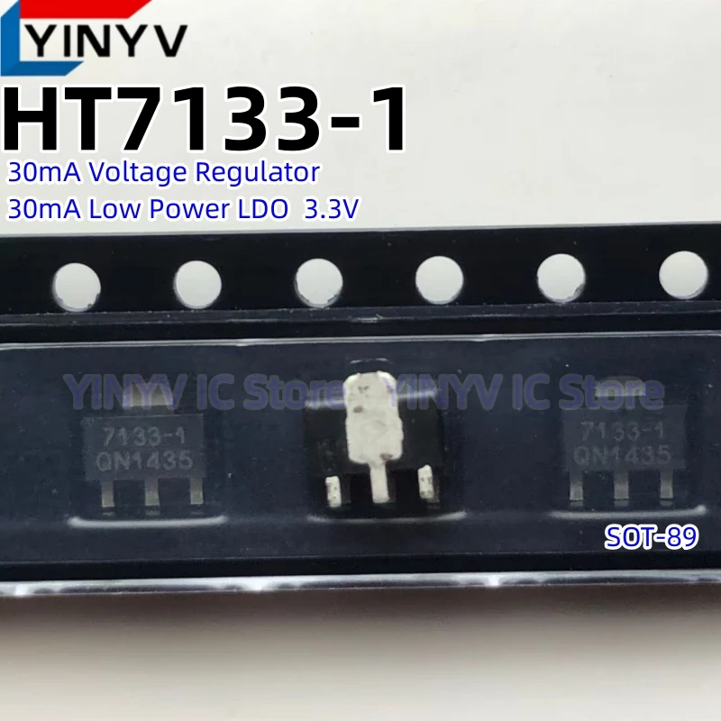 20Pcs HT7133-1 7133-1 SOT-89 HT7133 3.3V LDO 30mA Voltage Regulator Low Power LDO Original New 100% quality