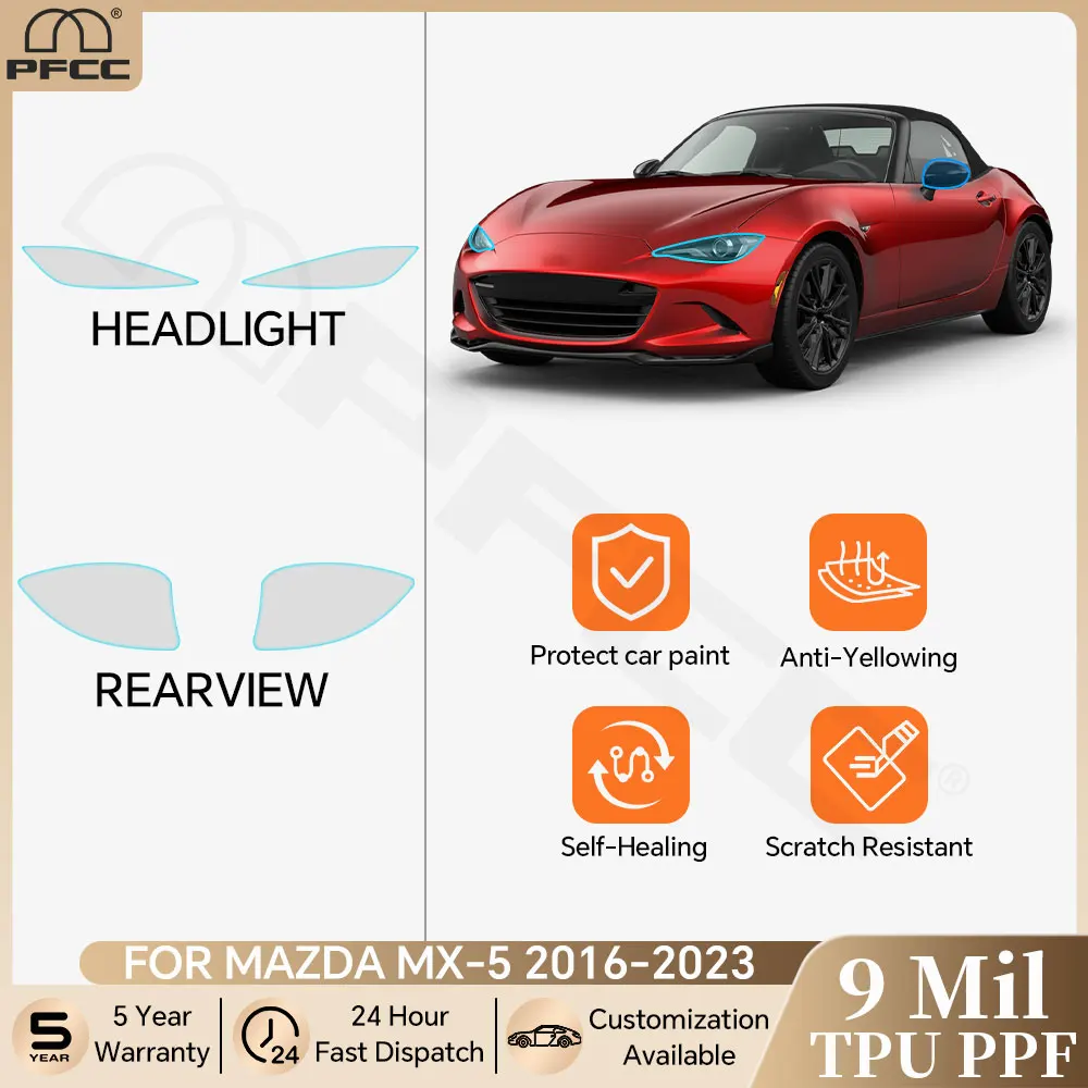 

For Mazda MX-5 2016-2023 Clear PPF TPU Bra Headlight Rearview Protective Film Anti-scratch Kit Resistant Repair Car Accessories