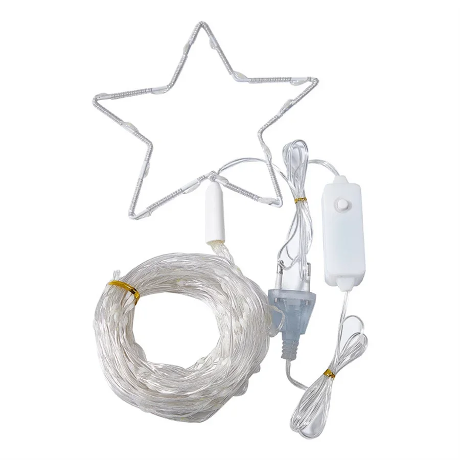 Guirxiété lumineuse étoile de Noël avec dessus, lumières d'arbre cascade, 8 modes, décoration de fête de mariage et de vacances, extérieur, 9x2m, 190 LED