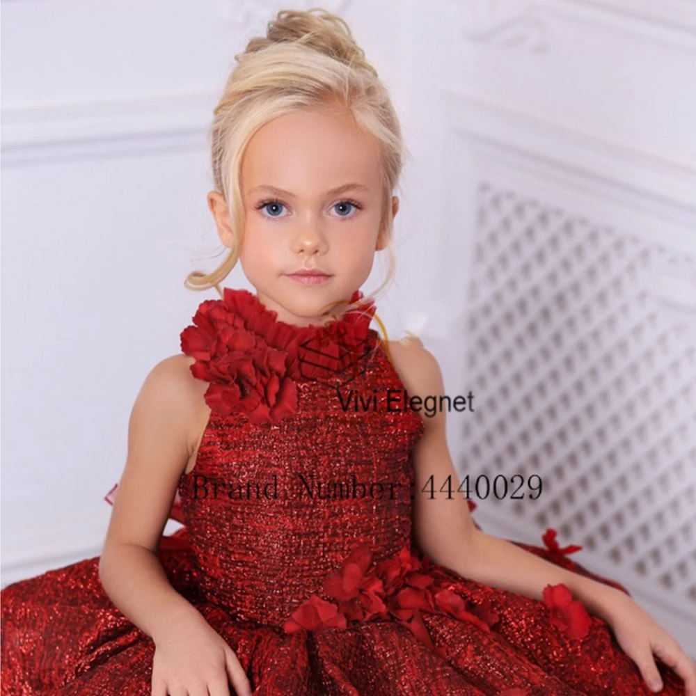 Sleeveless Flower Girl Dresses with Flower Cute Tutu Zipper Back Wedding Party Gowns Tutu Bow فساتين للحفلات الراقصة VV980026