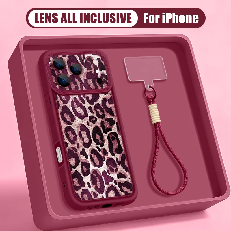 Wrist Strap Lanyard Phone Case For iPhone 17 Pro Max 17e 16e 16 14 15 13 Pro Max 11 Leopard Print Soft TPU Silicone Back Cover