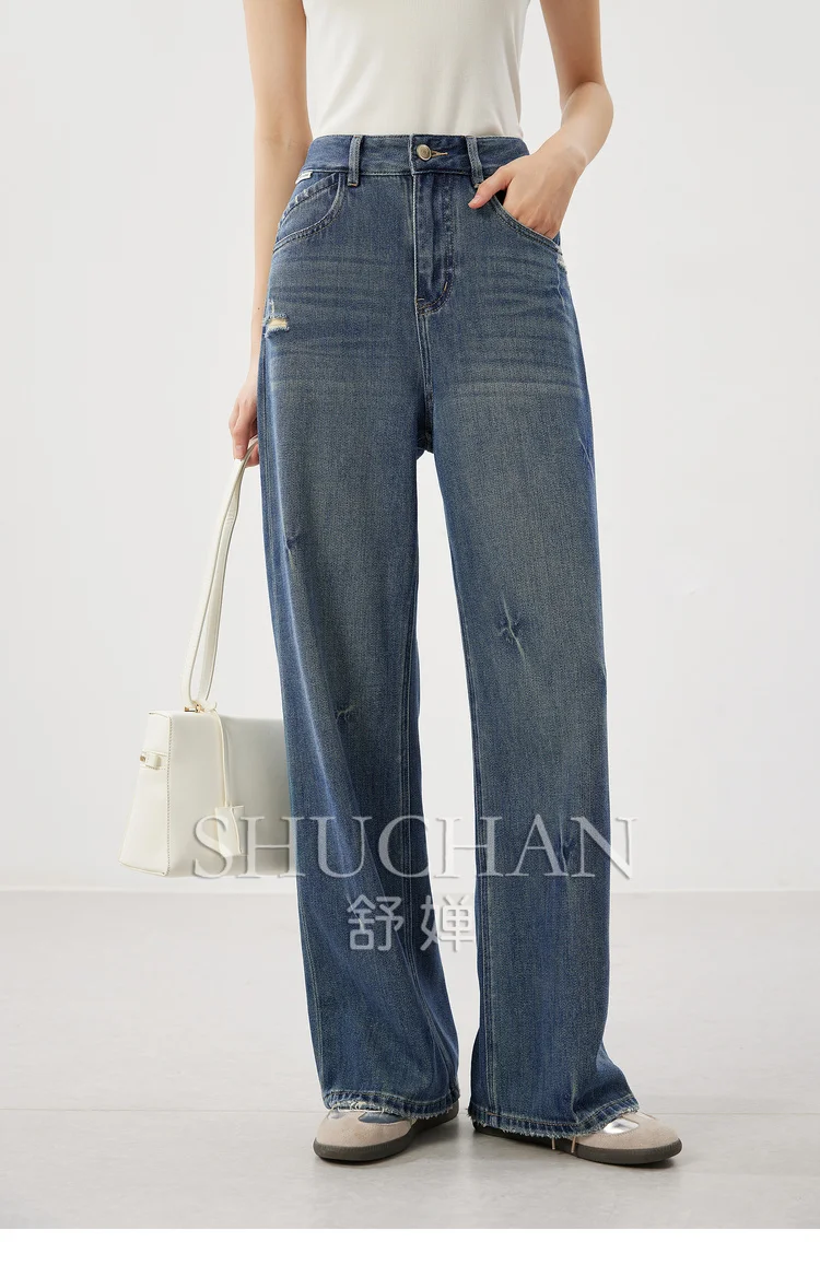 

Autumn Fashion Denim Straight Pants 2024 Autumn High Waisted Jeans Pantalon Pour Femme Blue Jeans for Women